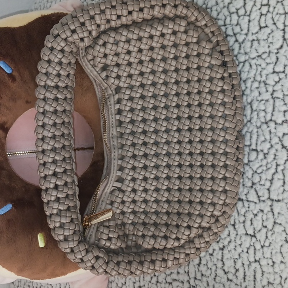 Sincerly Jules Taupe Braided Hobo Bag